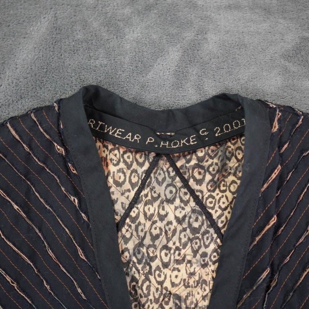 VTG Artisan Applique Quilted Vest Womens Longline Tribal Batik P Hoke 2001 - Picture 3 of 13